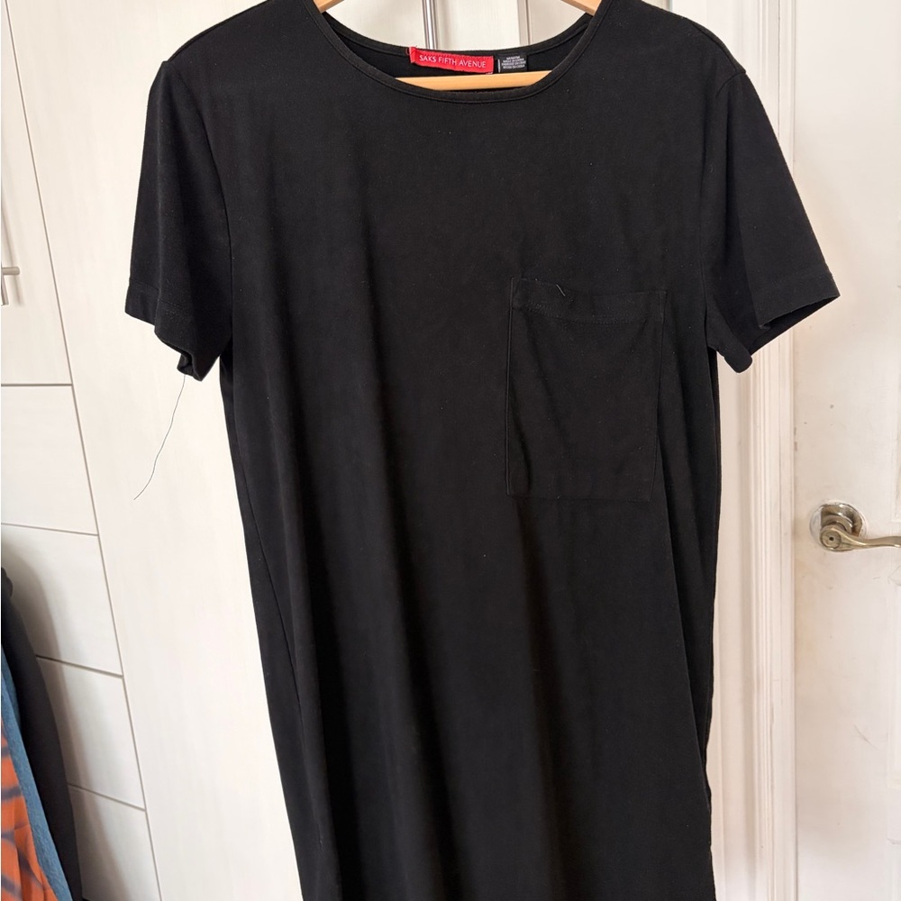 Saks Fifth Avenue Classic Black TShirt Dress in Suede